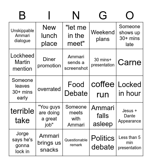 NSF REU WiSeMAN Bingo Card