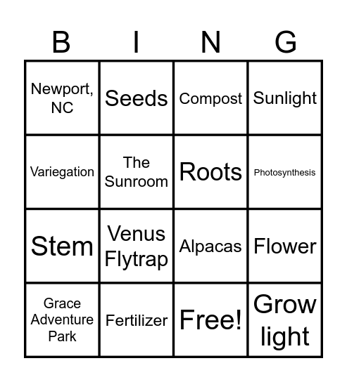 Random/CHG Questions Bingo Card