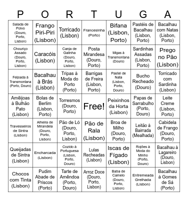 Portuguese Food Bingo Card