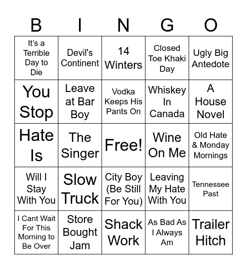 Country Antonyms Bingo Card