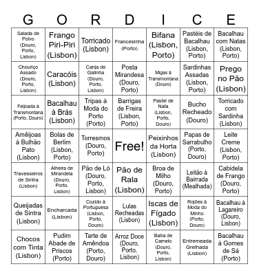 Portuguese Food Bingo Card