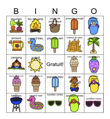 la plage Bingo Card