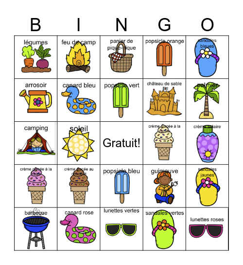 la plage Bingo Card