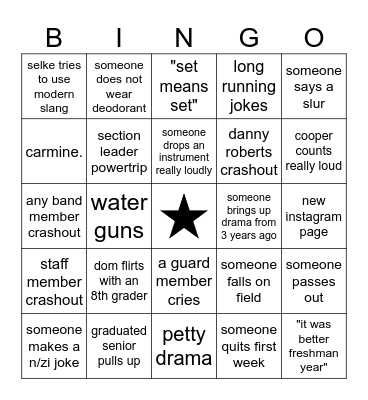 Band Camp Bingo Card
