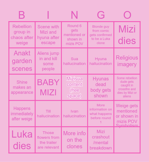 KARMA BINGO 🥀🥀🥀 Bingo Card