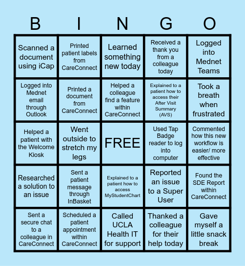 Ashe Center EPIC Bingo Card