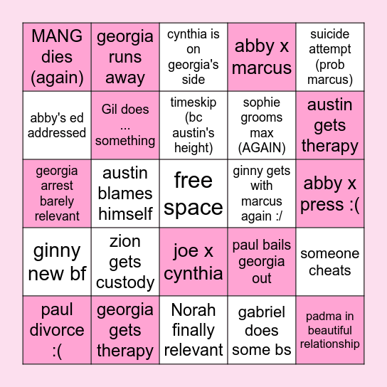 G&G Bingo Card