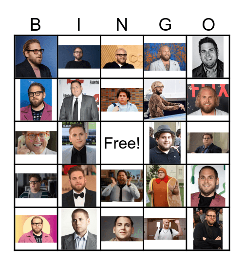 Jonah Hill Bingo Card