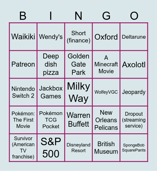 Pokémon Survivor Season 3 Bingo Card