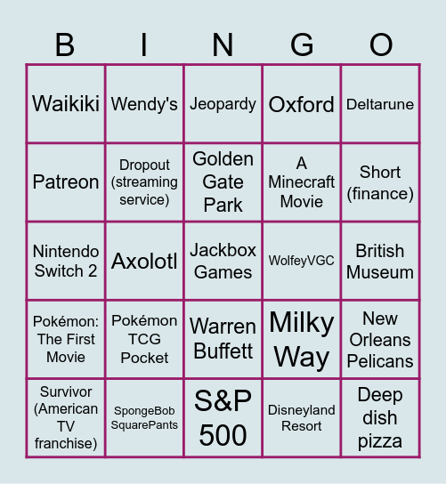 Pokémon Survivor Season 3 Bingo Card