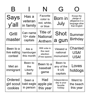 4th of July - Chuck Bingo Card