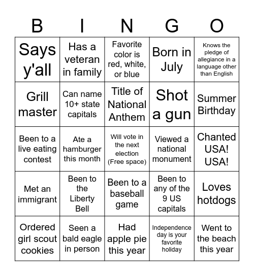 4th of July - Chuck Bingo Card