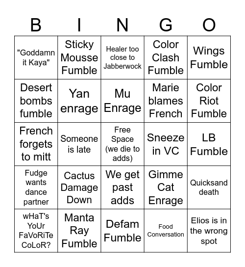 Midnight Prog M6S Bingo Card