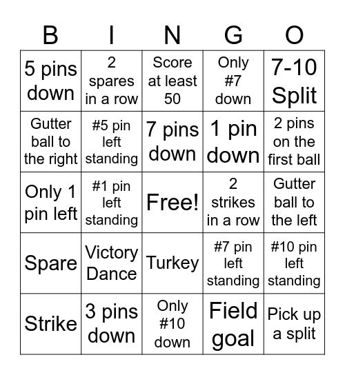 Bowling BINGO Card