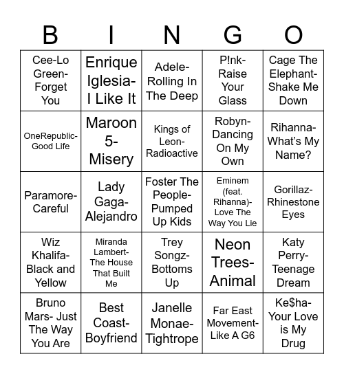 Radio Bingo Class of 2010 Bingo Card