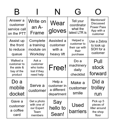 BUNNINGS BALLINA TEAM BINGO Card