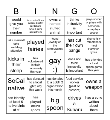gay earth bingo Card