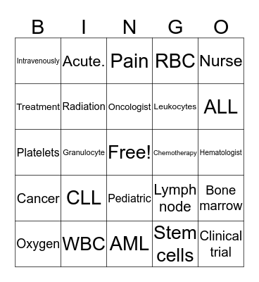 Leukemia! Bingo Card