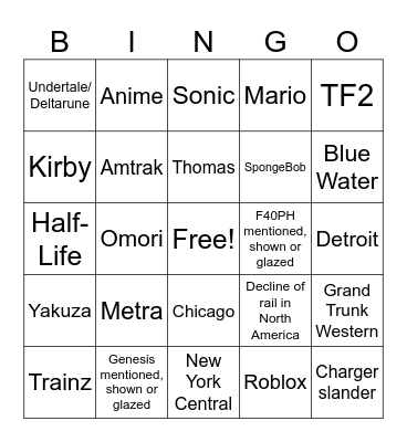 AmtrakGuy365 Bingo Card