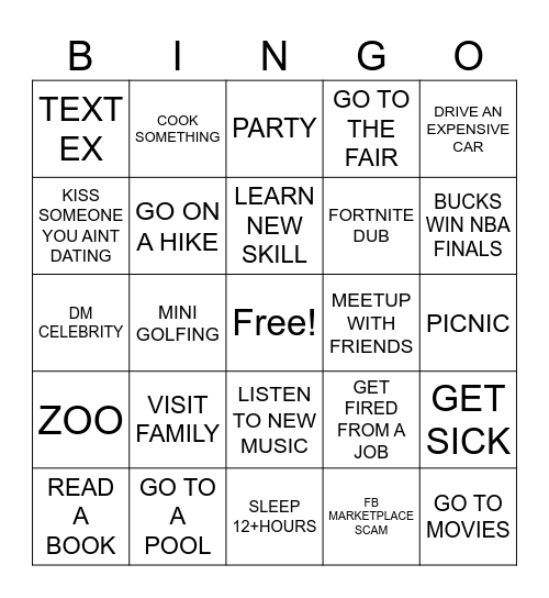 Summer 2025 Bingo Card