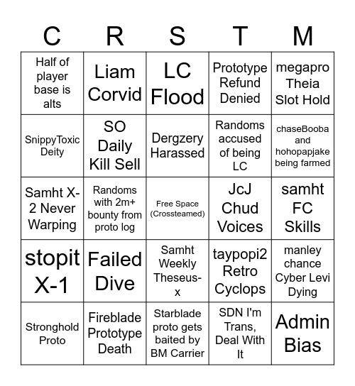 Galaxy Bingo Card Bingo Card