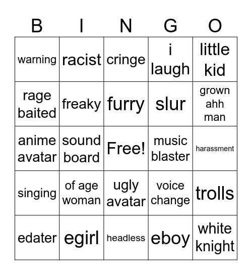Roblox Bingo Card