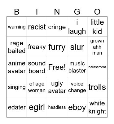 Roblox Bingo Card