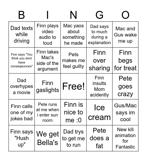 Family BINGO Card