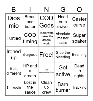 Champs Caster Bingo Card