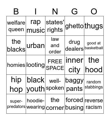 Dog-Whistle Politics Bingo Card