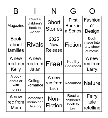 Candace’s Bingo Card