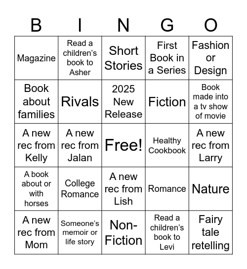 Candace’s Bingo Card
