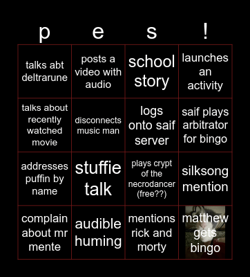 matthew Bingo Card
