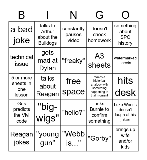in class with angelatos Bingo Card