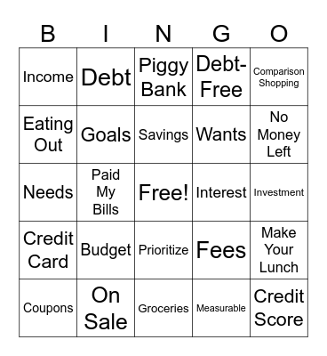 Budgeting 101 Bingo Card