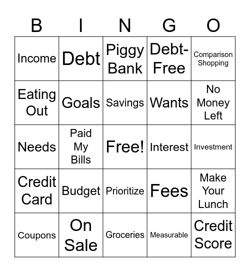 Budgeting 101 Bingo Card