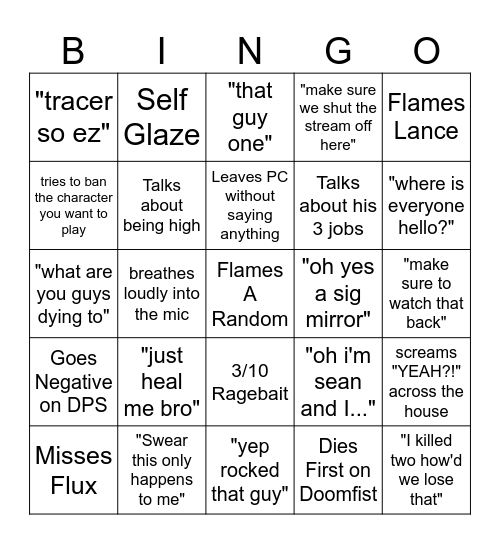 Sam Bingo Card