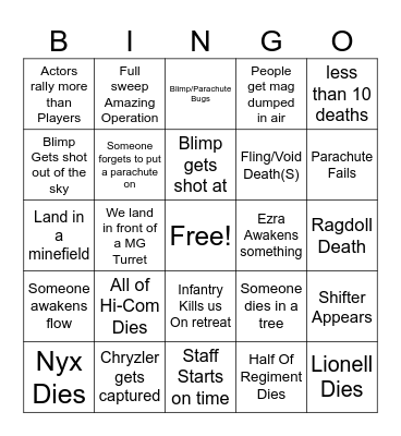 First Airborne PD Bingo Card