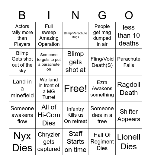 First Airborne PD Bingo Card