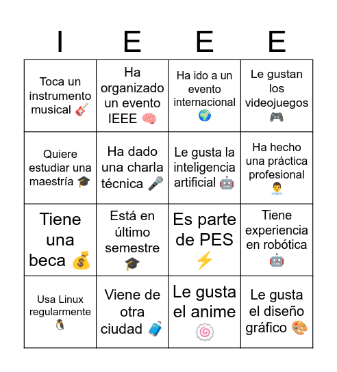 Bingo Humano - SAC Olimpiadas Bingo Card