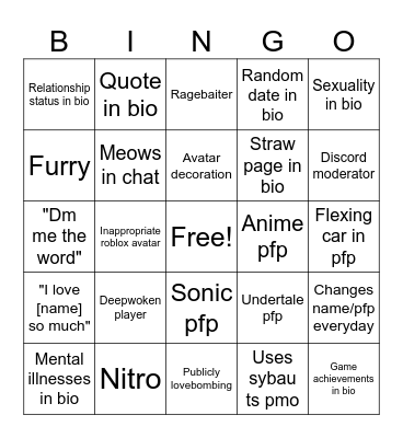 Chronically online bingo Card