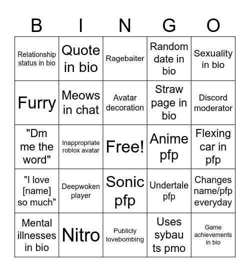 Chronically online bingo Card
