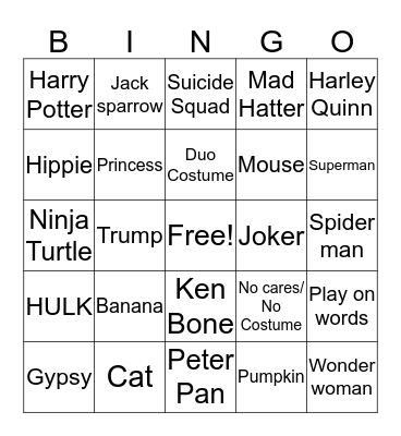 Halloween Bingo Card