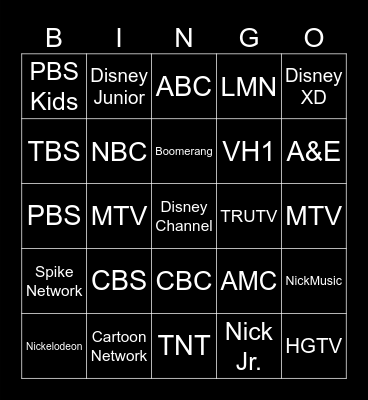 TV NETWORKS Bingo Card