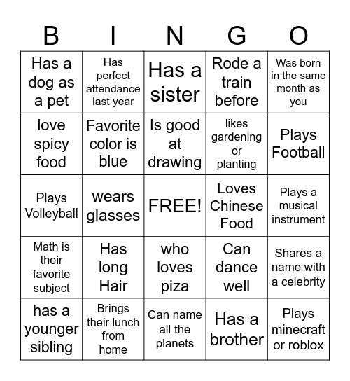 Human Bingo Card