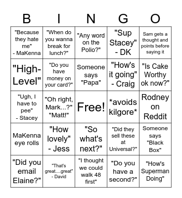 Family Day Bingo Card