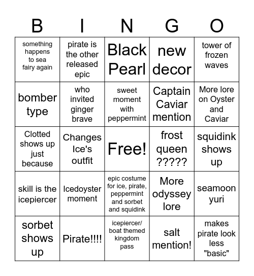 Captain Ice in Kingdom Bingo Card