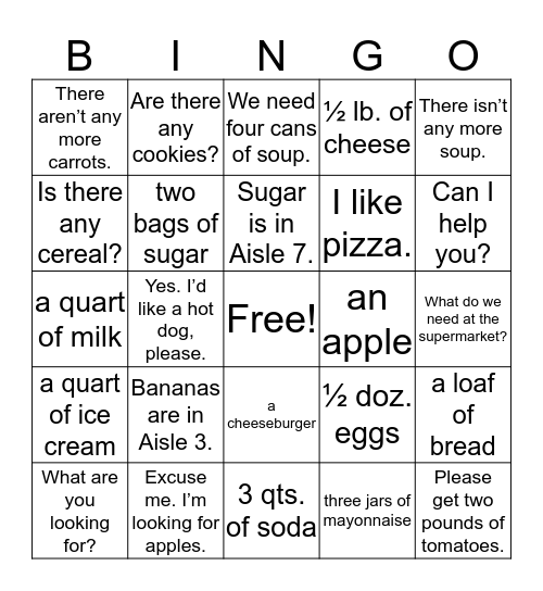 Unit 8 Bingo Card