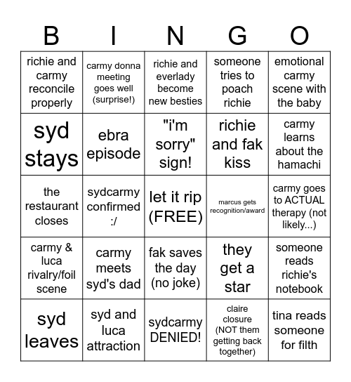 the bear season four predictions Bingo Card