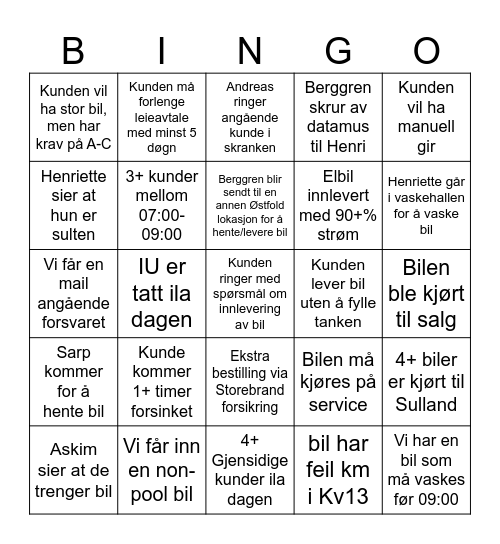 Hertz bingo Card
